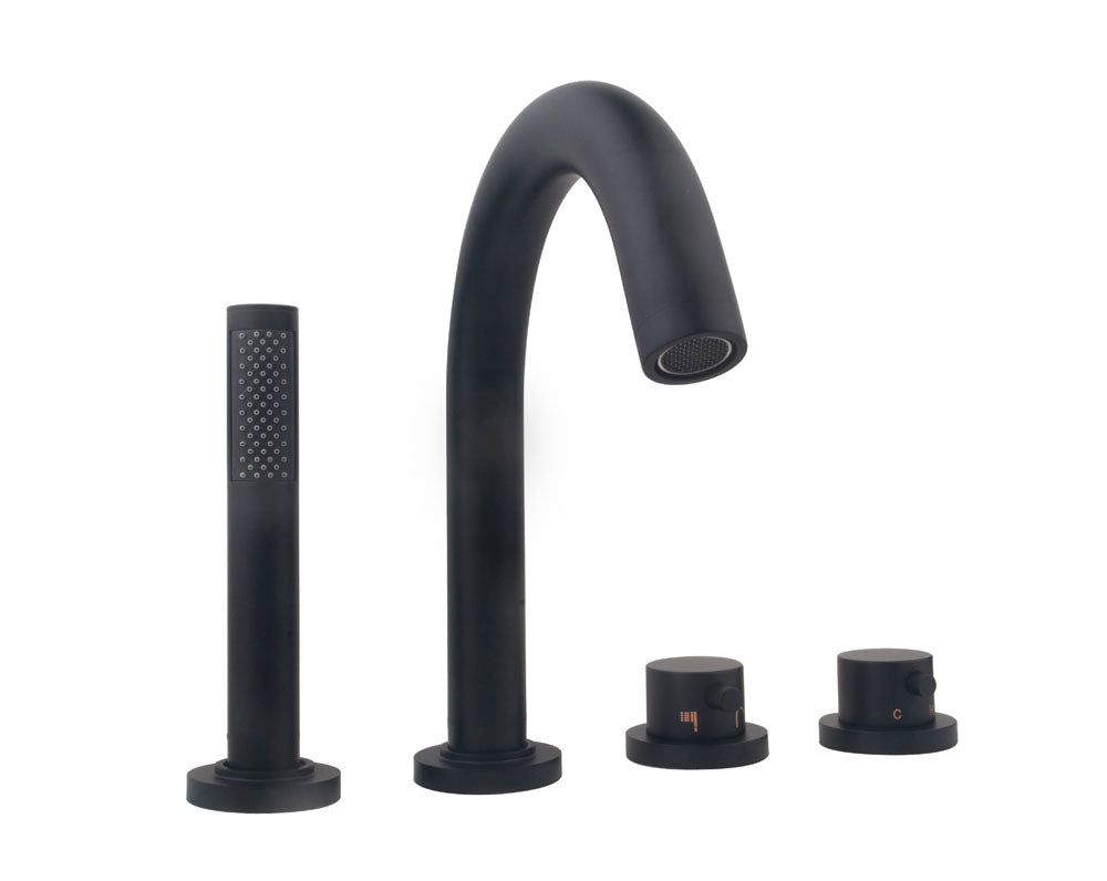 Caral inbouw badrandkraan afbouwset 4-gats zwart