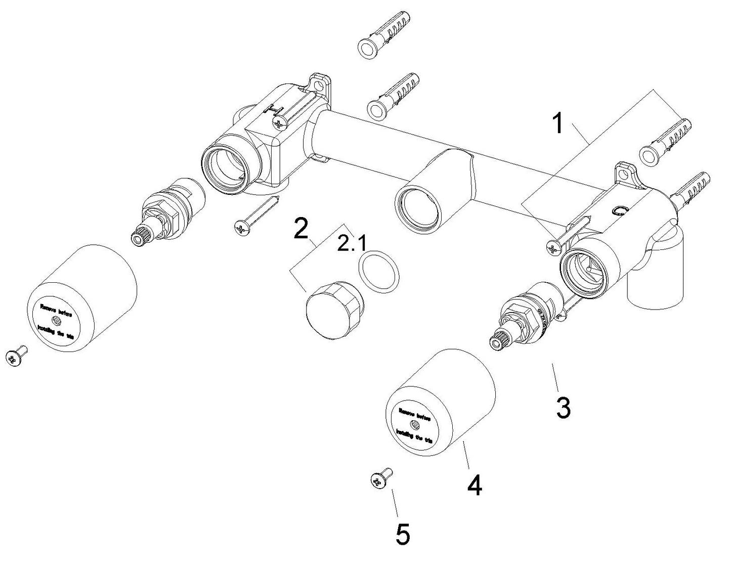 Wiesbaden inbouwdeel 2-knops wastafelmengkraan