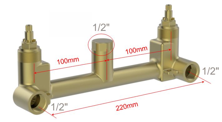 Dub inbouwdeel thermostaatkraan wastafel 2-knops 8719323030039