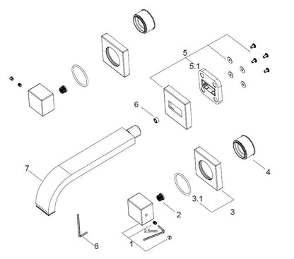 Rombo inbouw wastafelkraan afbouwset 2-knops chroom 8719323030053