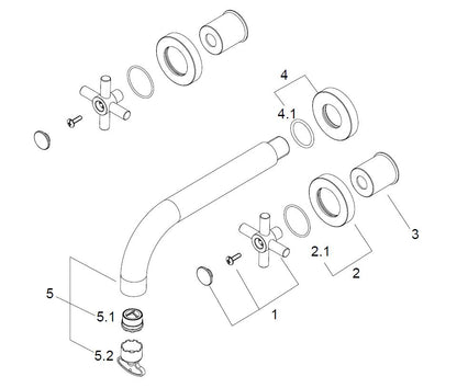 Cross inbouw wastafelkraan afbouwset 2-knops RVS look 8719323030091