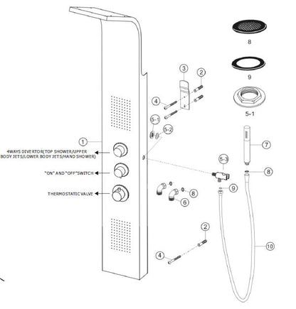 Wiesbaden Erie RVS douchekolom + therm.kraan