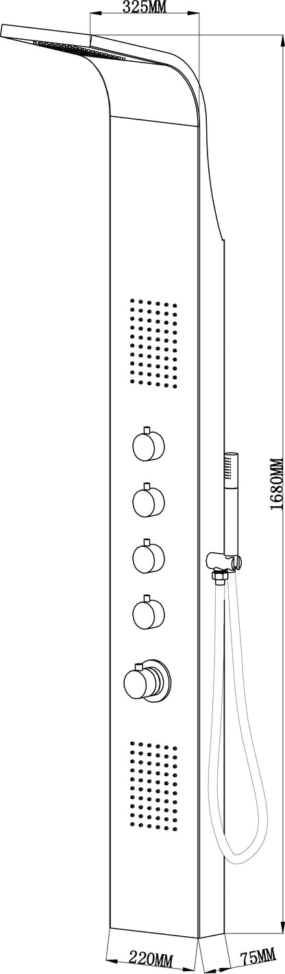 Wiesbaden Huron RVS douchekolom + therm.kraan