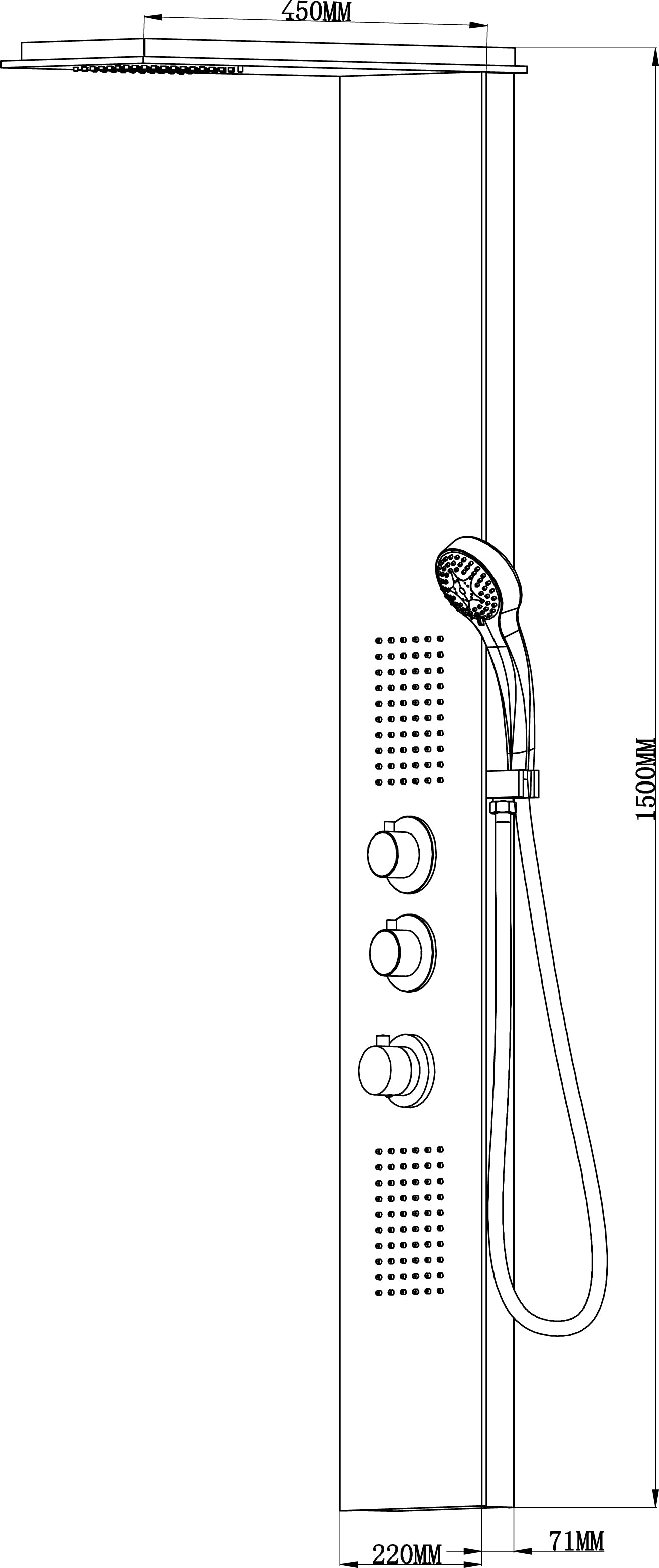 Wiesbaden Ontario RVS douchekolom + therm.kraan