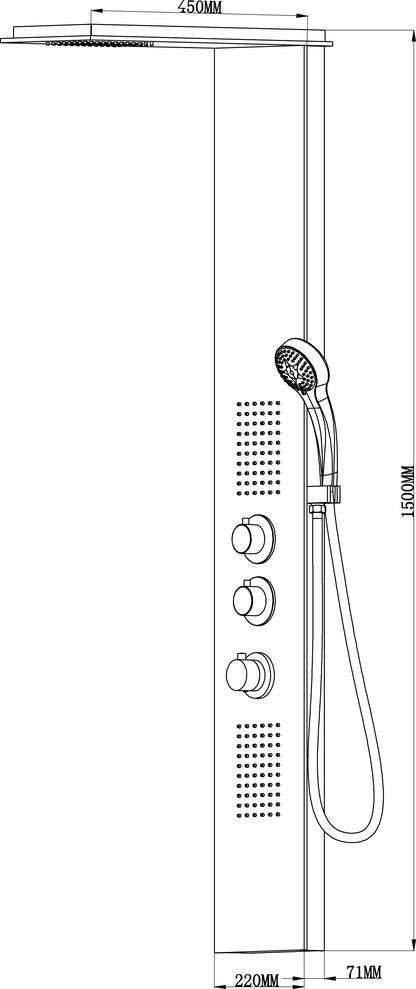 Wiesbaden Ontario RVS douchekolom + therm.kraan