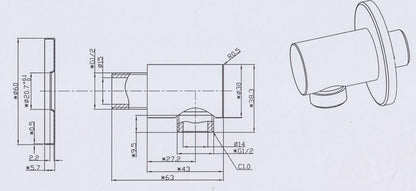 Wiesbaden luxe mess.muur doucheaansluiting rond 1/2'' chroom
