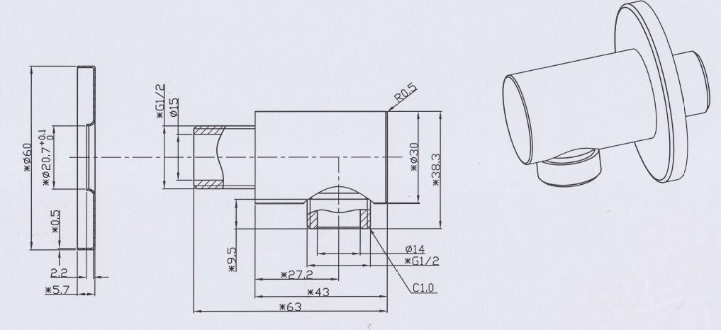 Wiesbaden luxe muur doucheaansluiting rond 1/2'' mat-zwart