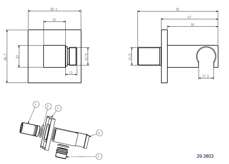 Rombo handdouchehouder met doucheslangaansluiting en opsteek chroom 8718053679600