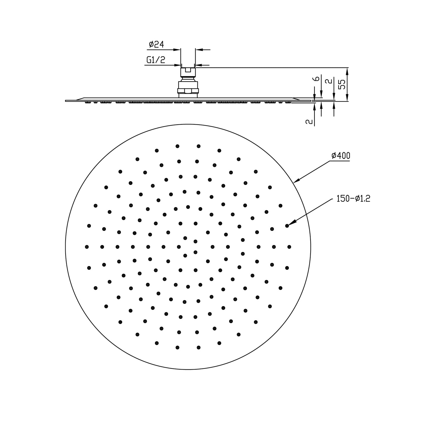 Wiesbaden UFO Luxe hoofddouche rond 400mm Ultra plat chroom