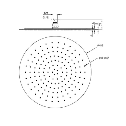 Wiesbaden UFO Luxe hoofddouche rond 400mm Ultra plat chroom