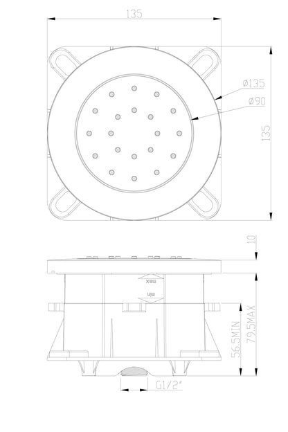 Wiesbaden inbouw verstelbare zijdouche rond 135mm ABS chr