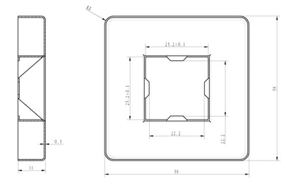 Wiesbaden luxe douche-arm vierkant plafondbev. 15cm chroom