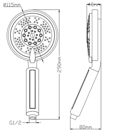 Wiesbaden Triton verstelbare handdouche 10cm chr.