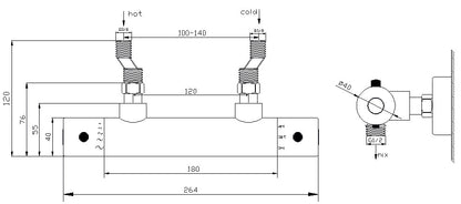 Wiesbaden Rio Therm.douchemengkraan 12cm chroom