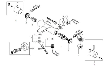 Caral thermostatische badmengkraan 15 cm chroom 8718053679549
