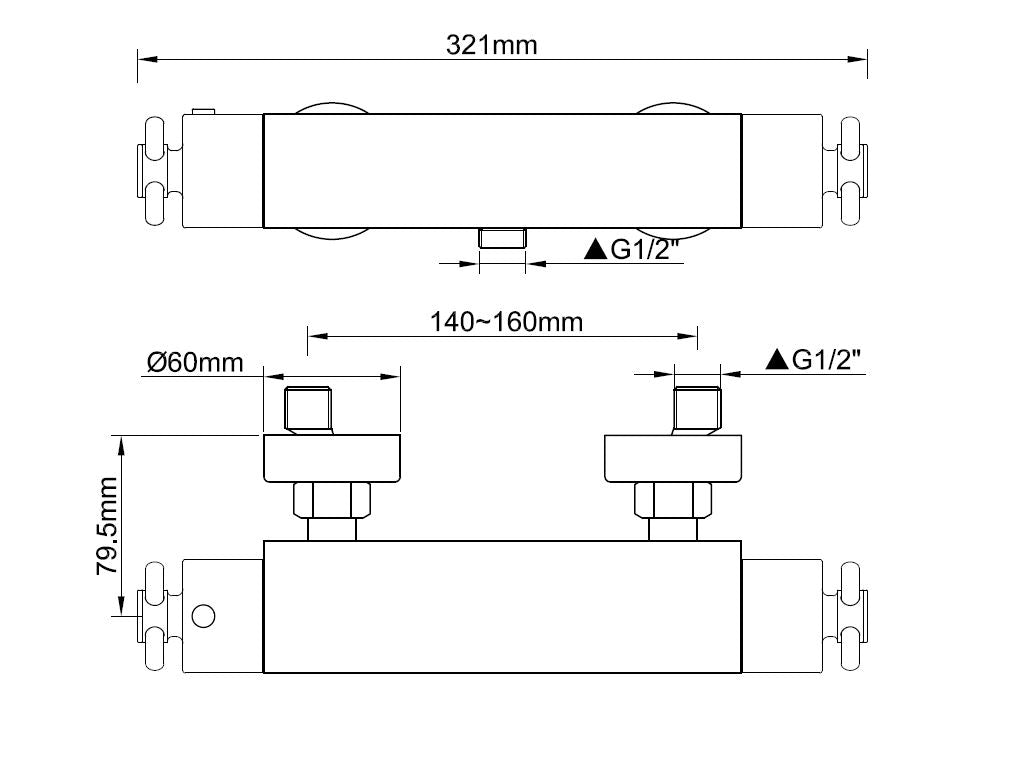 Cross Cool Touch thermostatische douchemengkraan 15 cm chroom 8719323037335