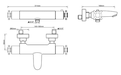 Cross thermostatische badmengkraan 15 cm chroom 8719323037359