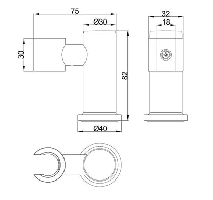 Caral handdouchehouder met kantelbare opsteek chroom 8718053678009