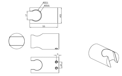Wiesbaden luxe vaste handdouchehouder mess.verchr.