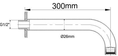 Caral inbouw wastafeluitloop 31 cm chroom 8719323030169