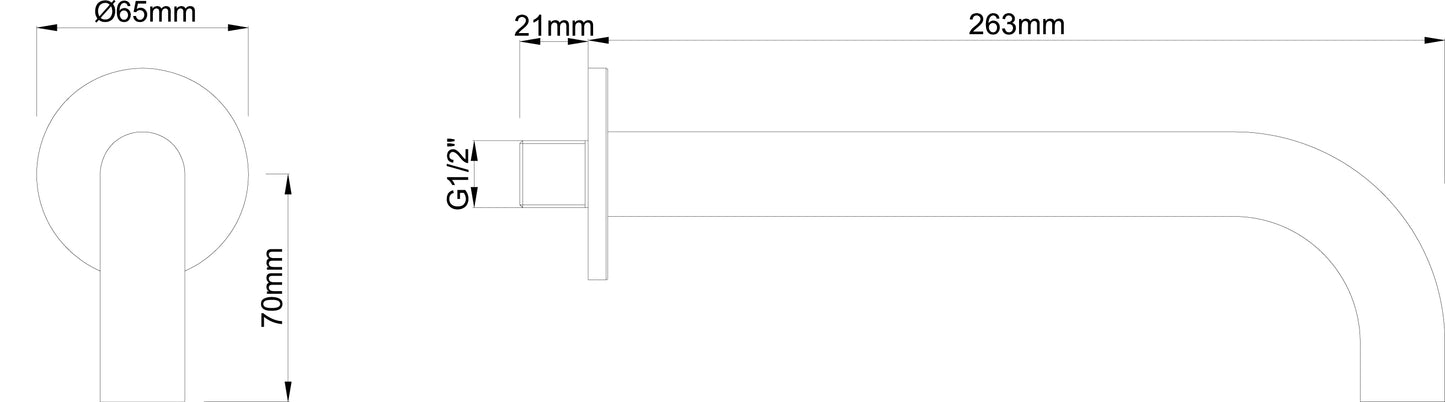 Wiesbaden inbouw-uitloop rond 25cm 1/2'' geborsteld staal