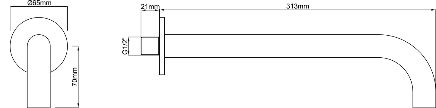 Wiesbaden inbouw-uitloop rond 30cm 1/2'' geborsteld staal
