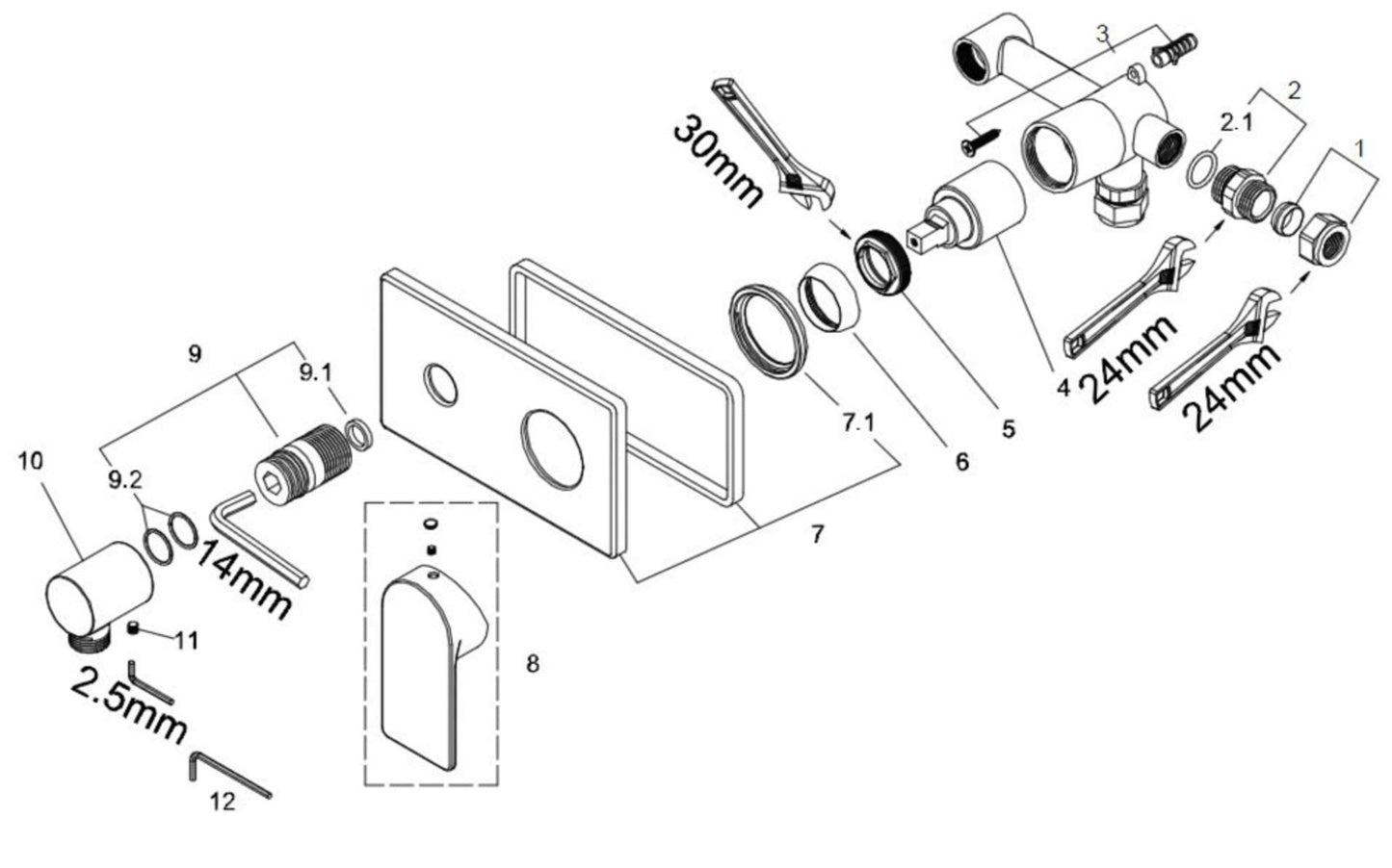 Lima eenhendel inbouw douchekraan afbouwset chroom + inbouwdeel thermostaatkraan 8718053677989