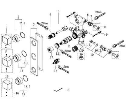 Rombo inbouw douchemengkraan 3-weg compleet chroom