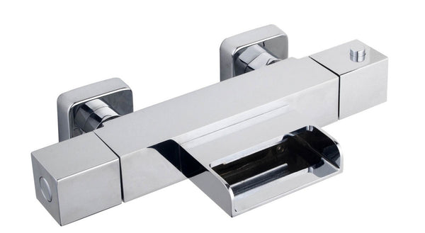 Wiesbaden Rombo thermostatische badmengkraan waterval chroom