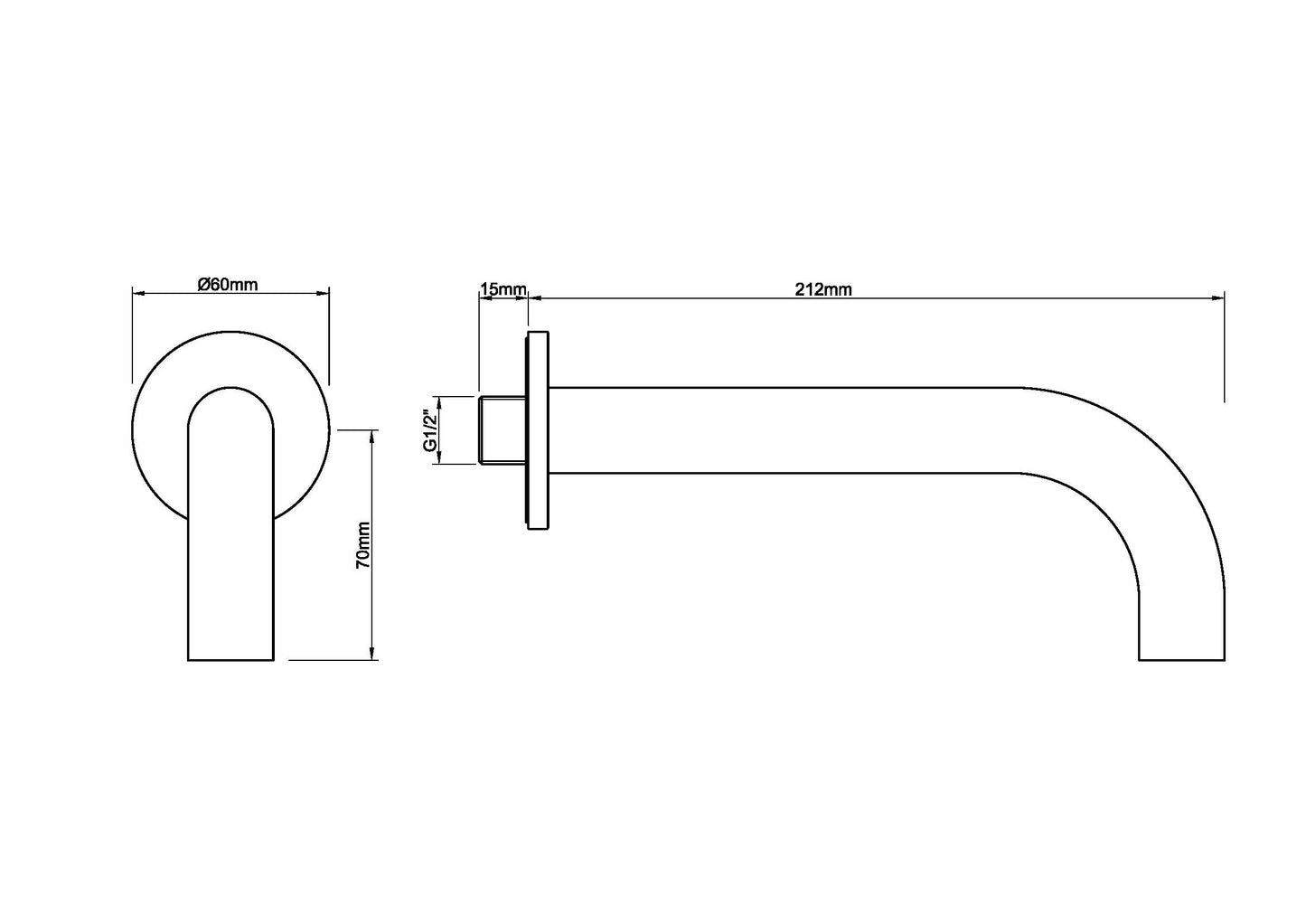 Wiesbaden inbouw-uitloop rond 20cm 1/2'' geborsteld staal