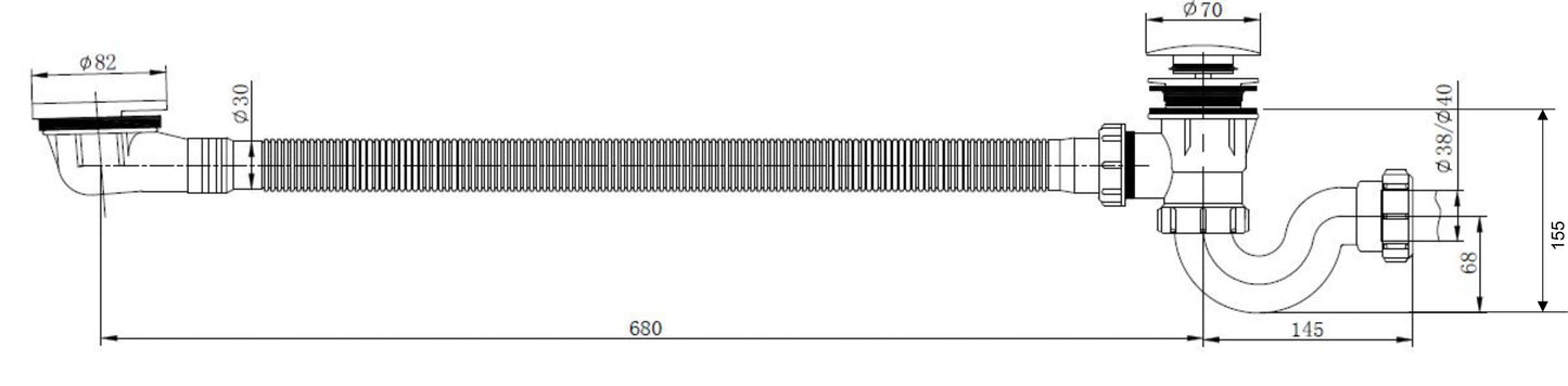 Wiesbaden luxe badplug-overloopcomb. + clickwaste chroom