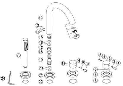 Caral inbouw badrandkraan afbouwset 4-gats chroom 8718858071913