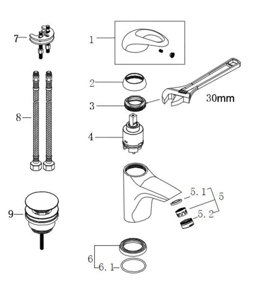 Athos wastafelkraan met waste chroom 8718053671802