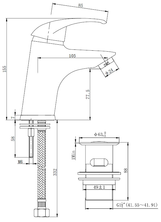 Wiesbaden Athos wastafelmengkraan + clickwaste chroom
