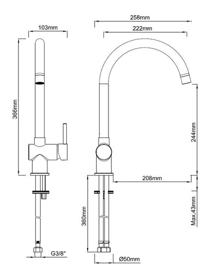 Wiesbaden Caral keukenmengkraan chroom