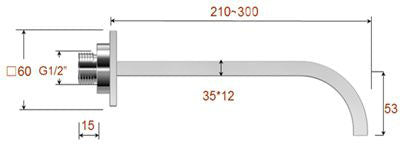 Rombo inbouw uitloop 30 cm RVS look 8719323030619