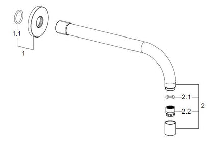 Wiesbaden SLIM 18mm uitloop rond 20cm 1/2" chroom