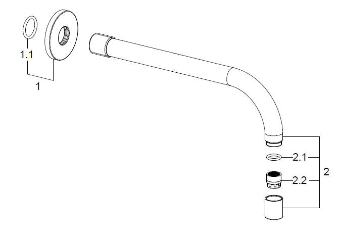 Slim inbouw uitloop 20 cm chroom 8719323033467