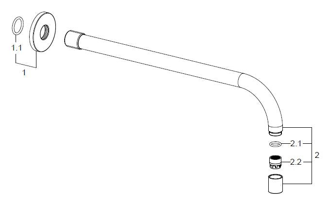 Slim inbouw uitloop 30 cm RVS look 8719323034839