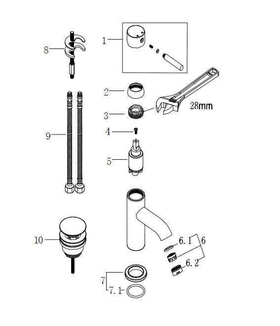 Wiesbaden Cadans wastafelmengkraan laag+clickwaste chroom