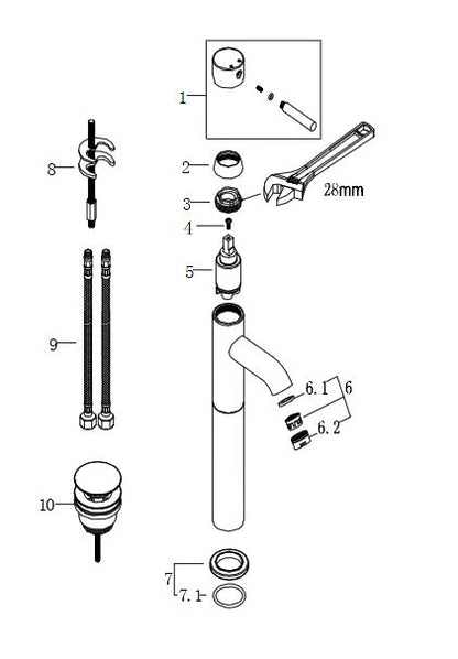 Wiesbaden Cadans wastafelmengkraan HOOG + clickwaste chroom