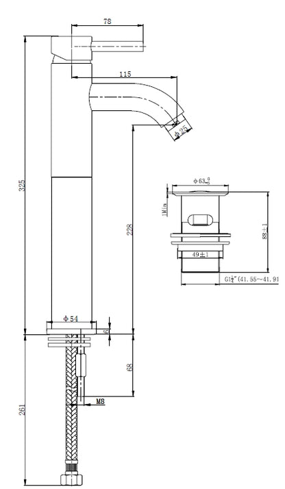 Cadans XL wastafelkraan met waste chroom 8718053671888