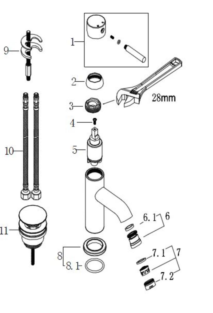 Cadans bidetkraan met waste chroom 8719323030312