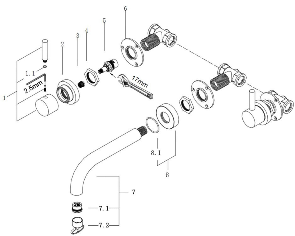Caral inbouw 2-knops wastafelkraan compleet chroom 8718053680033