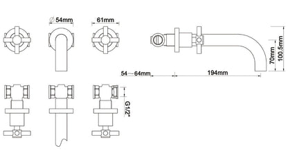 Cross inbouw 2-knops wastafelkraan compleet chroom 8718053680057