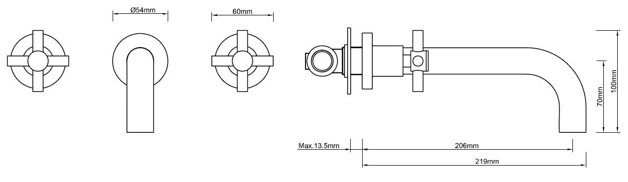 Cross inbouw 2-knops wastafelkraan compleet RVS (look) 8718858075478