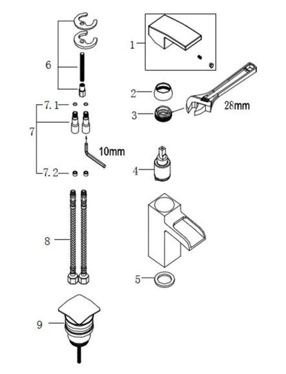 Rombo wastafelkraan waterval met waste chroom 8718503678054