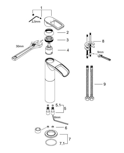 Wiesbaden Alegra HOGE waterval-kraan chroom