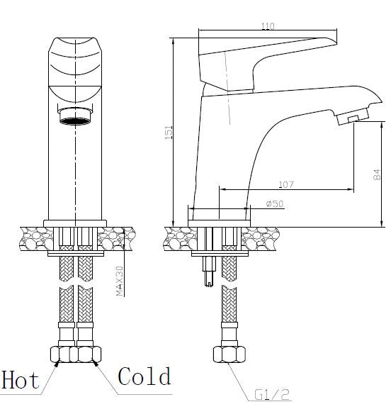 Tarma wastafelkraan zwart/chroom 8718858074945
