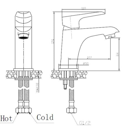 Tarma wastafelkraan zwart/chroom 8718858074945